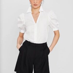 Club Monaco - Button Front Puff Sleeve Top